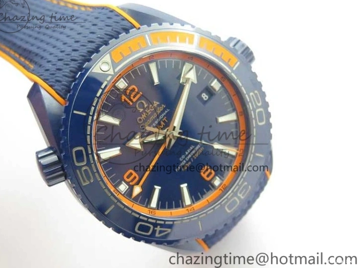 0521 Planet Ocean 45.5mm Big Blue Real Ceramic VSF 1:1 Best Edition on Blue Rubber Strap A8906 Super Clone Unique 7896